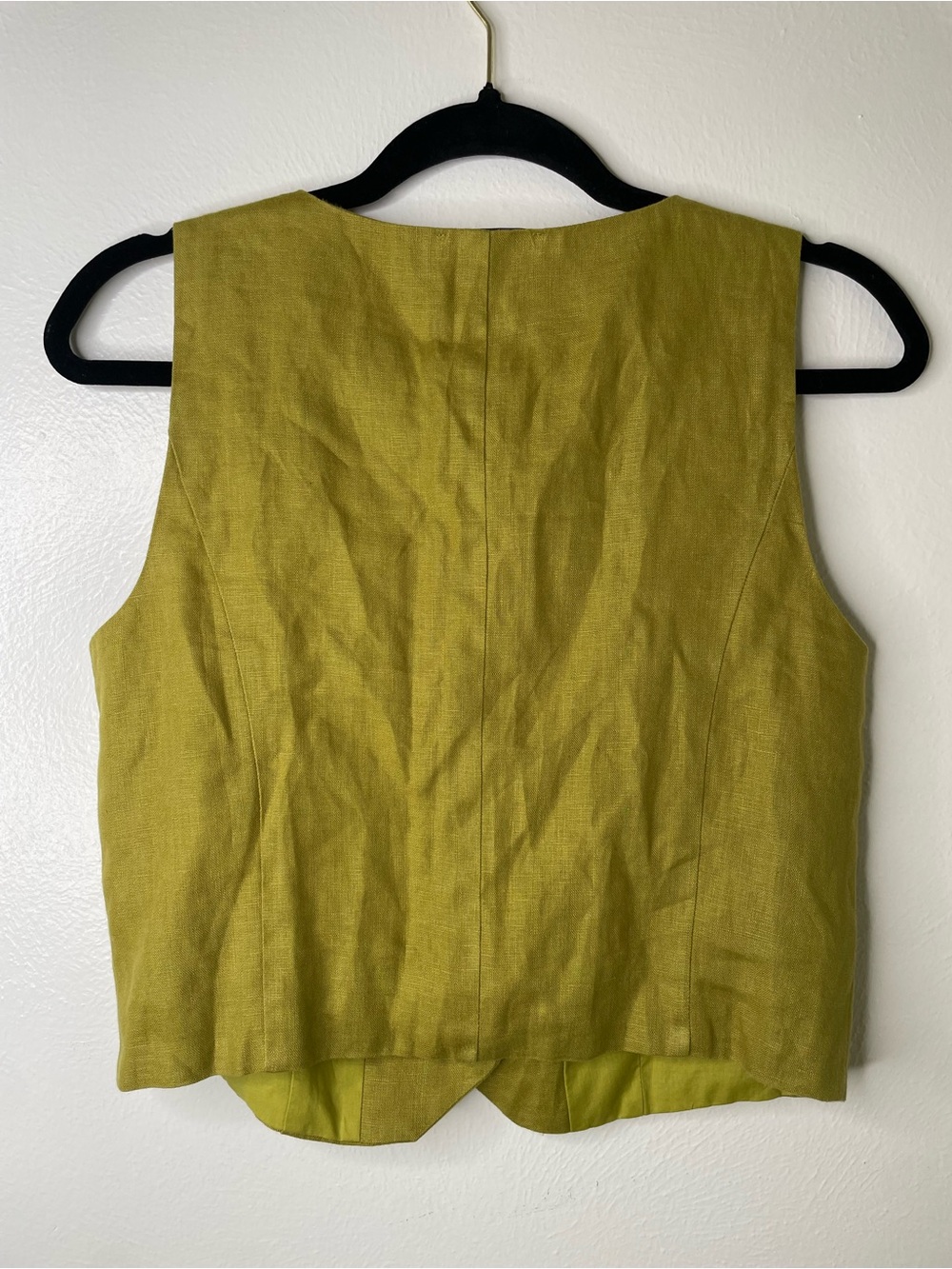 Madewell Lime Green Linen Button-Front Vest - Picture 4 of 6